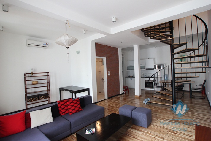 Bright duplex apartment for lease in Westlake area, Hanoi, fully furnished.